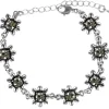 Silbernes Strass Armband mit Blüten - Black Diamond