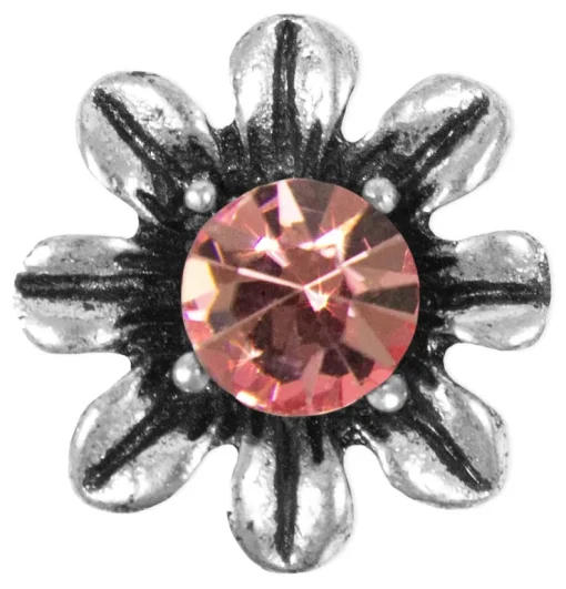 Silbernes Strass Armband mit Blüten - Rosa