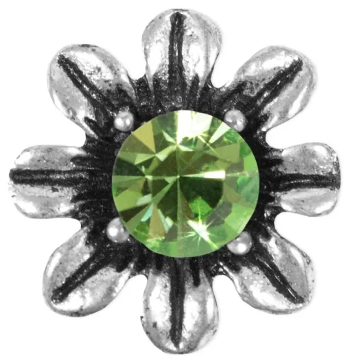 Silbernes Strass Armband mit Blüten - Hellgrün