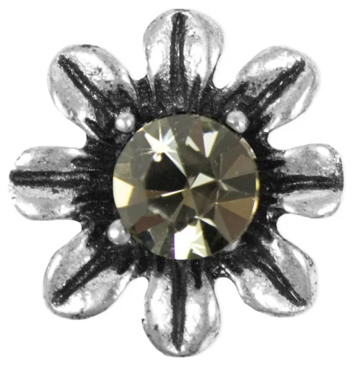 Silbernes Strass Armband mit Blüten - Black Diamond