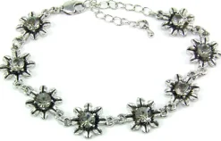 Silbernes Strass Armband mit Blüten - Black Diamond