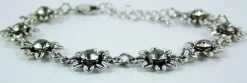 Silbernes Strass Armband mit Blüten - Black Diamond