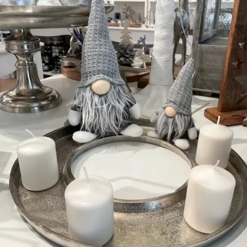 Tablett Ringförmig aus Aluminium Ø 40 cm 24131 | Silber - Adventskranz Dekoration