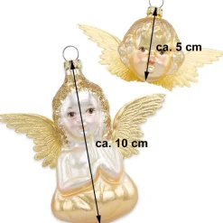 Thüringer Glasdesign Engel 5 und 10 cm (2 Stück) - Gold | Christbaumschmuck Weihnachtsbaum Anhänger