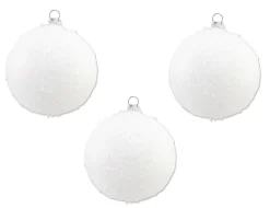 Thüringer Glasdesign Weihnachtsbaumkugeln "Schneeball" Ø 8 cm (3 Stück) - Weiß | Glaskugeln Made in