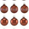 Thüringer Glasdesign Weihnachtskugel-Set 6cm 12-tlg. - Kupfer mit Glitzer Dekor Romantikbordüre - A0