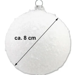 Thüringer Glasdesign Weihnachtsbaumkugeln "Schneeball" Ø 8 cm (3 Stück) - Weiß | Glaskugeln Made in