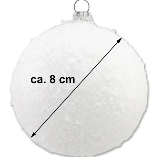 Thüringer Glasdesign Weihnachtsbaumkugeln "Schneeball" Ø 8 cm (3 Stück) - Weiß | Glaskugeln Made in