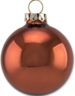 Thüringer Glasdesign Weihnachtskugel-Set 6cm 12-tlg. - Kupfer mit Glitzer Dekor Romantikbordüre - A0