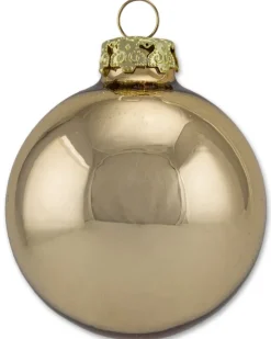 Thüringer Glasdesign Weihnachtskugel-Set 6cm 12-tlg. - Gold mit Glitzer Dekor Kerze - A012-0606-1340