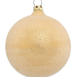 Thüringer Glasdesign Weihnachtsbaumkugel Ø 8 cm (3 Stück) - Perlentau Gold | Glas Christbaumkugeln M