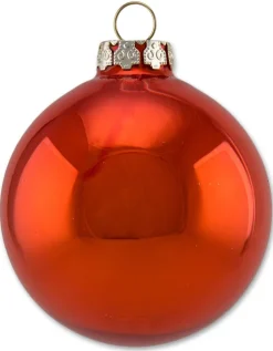 Thüringer Glasdesign Weihnachtskugel-Set 6cm 12-tlg. - Sienna mit Glitzer Wellengang - A012-0606-425