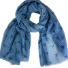 Trachten Halstuch Schal Kariert mit Hirschmotiv 185 x 70 cm | Jeansblau