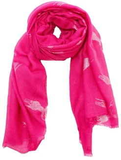 Trachten Halstuch Schal Uni mit Glitter Hirsch - Pink