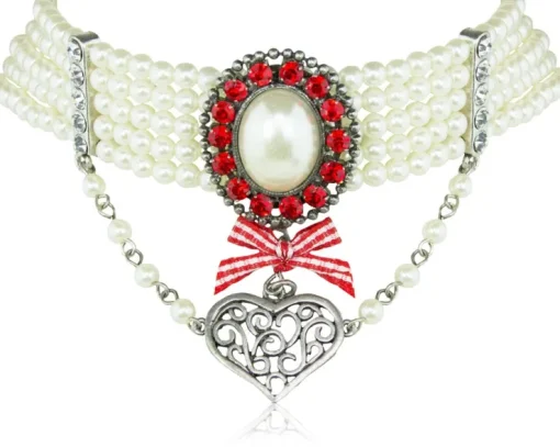 Trachten Perlen Collier - Rubin Rot