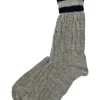 Trachten Umschlagsocken mit Bündchen Zopfmuster - Trachtenstrümpfe | Nuss Marine
