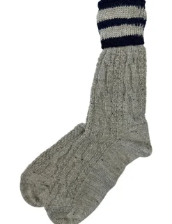 Trachten Umschlagsocken mit Bündchen Zopfmuster - Trachtenstrümpfe | Nuss Marine