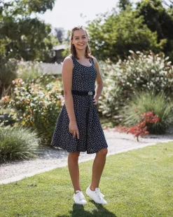 Turi Damen Trachtenkleid "Kati" mit Blümchenmuster | Marine Blau