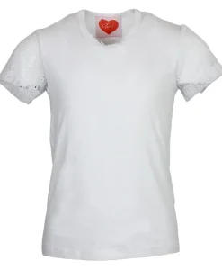 Turi Kinder Shirt "Anna" mit Spitzenarm | Weiß
