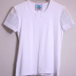Turi Kinder Shirt "Anna" mit Spitzenarm | Weiß