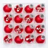 Weihnachtskugeln Merry Red 2cm/16Stk. Dekor Weiß