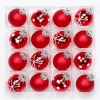 Weihnachtskugeln Merry Red 3cm/16Stk. Dekor Weiß