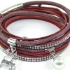 Wickelarmband mit Strass und Hirsch Anhänger - Dunkelrot
