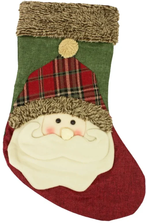 XL Nikolaus Stiefel Weihnachtsstrumpf zum Befüllen 45 cm - 3D Weihnachtsmann Santa