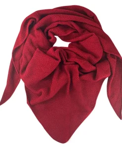 XL Strick Dreieckstuch - Schal mit Reismuster 200 x 80 cm | Dunkelrot